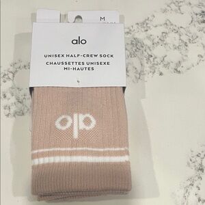 ALO Yoga Beige Unisex Half-Crew Socks